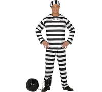 CARNEVALE HALLOWEEN VESTITO CARCERATO CARCERATA SEXY ADULTO COSTUME PRISONER