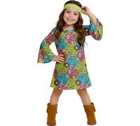 Guirca- Costume da Hippie Bambina, Multicolore, 3-4 Anni (95-105 cm), 85606