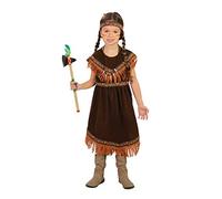 Guirca- Costume da Pellerossa/Indiana Bambina, Colore Marrone, 10-12 Anni (142-148 cm), 8272