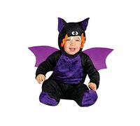Guirca- Costume Pipistrello Vampiro Bimbo Neonato, 0/12 Mesi, Colore Nero e Viola, 0-12, 85535