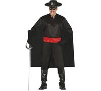 GUIRCA Costume Vestito Abito Travestimento Carnevale Adulto GIUSTIZIERE della Notte, Uomo MASCHERATO, Uomo Nero, Zorro - Taglia M (48-50)