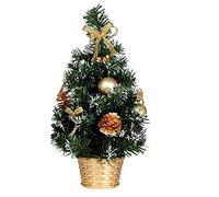 Guirca Mini Albero di Natale già Pronto, addobbato con Palline, Pigne e Nastri Oro