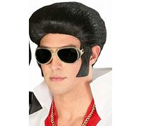 Parrucca Nera Elvis Con Basette Re Del Rok'N'Rol Anni 50 Uomo Carnevale