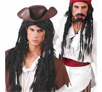 Parrucca Pirata Dei Caraibi Capitan Sparrow Rasta Nera Dred Accessori