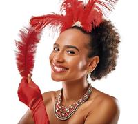 Guirca Piuma Rossa cm30 Travestimento Donna Uomo Carnevale Charleston Halloween Teatro