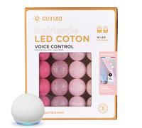 GuirLED - Ghirlanda luminosa con sfere in cotone LED USB, controllo Vocale, Amazon Alexa & Google Assistant - Programmabile all'infinito - Adattatore CA 2xUSB incluso - 16 Sfere da 1,6 m - Tesoro