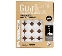GuirLED - Ghirlanda luminosa con sfere in cotone LED USB, controllo vocale - Amazon Alexa & Google Assistant - Programmabile all'infinito - Adattatore CA 2xUSB incluso - 16 Sfere da 1,6m - Fiocco