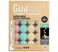 GuirLED - Ghirlanda luminosa con sfere in cotone LED USB, controllo vocale - Amazon Alexa & Google Assistant - Programmabile all'infinito - Adattatore CA 2xUSB incluso - 32 Sfere da 3,2 m - Bambino