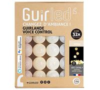 GuirLED - Ghirlanda luminosa con sfere in cotone LED USB, controllo vocale - Amazon Alexa & Google Assistant - Programmabile all'infinito - Adattatore CA 2xUSB incluso - 32 Sfere da 3,2 m - Cotone