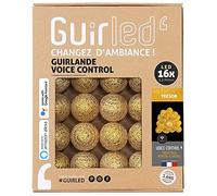 GuirLED - Ghirlanda luminosa con sfere in cotone LED USB, controllo Vocale, Amazon Alexa & Google Assistant - Programmabile all'infinito - Adattatore CA 2xUSB incluso - 16 Sfere da 1,6 m - Tesoro