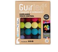 GuirLED - Ghirlanda luminosa con sfere in cotone LED USB, controllo vocale - Amazon Alexa & Google Assistant - Programmabile all'infinito - Adattatore CA 2xUSB incluso - 24 Sfere 2,4 m - Arlequin
