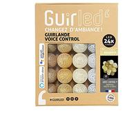GuirLED - Ghirlanda luminosa con sfere in cotone LED USB, controllo vocale - Amazon Alexa & Google Assistant - Programmabile all'infinito - Adattatore CA 2xUSB incluso - 24 Sfere da 2,4 m - Radianza