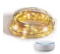 GuirLED - Ghirlanda luminosa wifi mini LED USB - Controllo vocale - Amazon Alexa & Google Assistant - Adattatore di alimentazione dual USB 2A incluso - 100 LED 10 metri - Filamento Silver