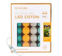 GuirLED - Guirlanda luminosa con sfere di cotone LED USB - Luce notturna per bambini, 2 ore, adattatore di alimentazione doppia USB 2 A incluso, 3 intensità - 16 sfere 1,6 m - Emisfero