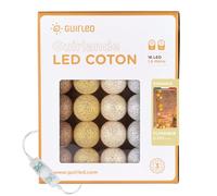 GuirLED - Guirlanda luminosa con sfere di cotone LED USB - Luce notturna per bambini, 2 ore, adattatore di alimentazione doppia USB 2 A, 3 intensità - 16 sfere da 1,6 m - Radiance