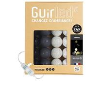 GuirLED - Guirlanda luminoso a LED per batuffoli di cotone USB - Luce notturna per bambini 2h - Alimentatore doppio USB 2A incluso - 3 intensità - 24 sfere 2,4m - Mezzanotte