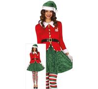 GUIRMA | Costume Assistente di Babbo Natale per le donne (42-44/L) - Casacca, Cintura, Gonna, Cappello e Pantaloni - Costumi di Natale, Capodanno e Festa di Babbo Natale - Ideale per Adulti - Rosso e