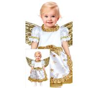 GUIRMA | Costume di Angelo Dorato Bambino (18-24 Mesi) - Vestito e Ali - Costumi di Natale e Capodanno per Bambini - Ideale per Feste di Angeli e Celebrazioni - Bambina - Bianco e Oro