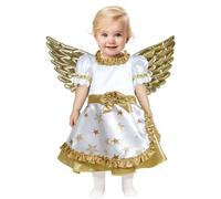 GUIRMA | Costume di Angelo Dorato Bebè (12-18 Mesi) - Vestito e Ali - Costumi di Natale e Capodanno per Bebè - Ideale per Feste di Angeli e Celebrazioni - Bambina - Bianco e Oro