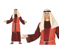 GUIRMA | Costume di Pastore San Giuseppe Adulto (52-54/L) - Gilet, Cintura, Copricapo e Tunica - Costumi di Natale e Capodanno per Feste in Maschera - Ideale per Uomo Adulto - Marrone