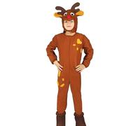 GUIRMA | Costume di Renna Bambini (5-6 anni) - Cappuccio e Tuta - Costumi di Natale e Capodanno per Feste in Maschera e Celebrazioni - Ideale per Bambini e Bambine - Marrone