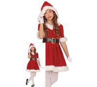 GUIRMA | Costume Santa Girl Bambini (3-4 anni) - Vestito, Cappuccio e Cintura - Costumi di Natale, Capodanno e Feste di Babbo Natale - Ideale per Bambine - Rosso