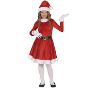 GUIRMA | Costume Winter Claus Girl Bambini (7-9 anni) - Vestito, Cintura e Cappello - Costumi per Feste e Celebrazioni - Ideale per Bambine - Rosso e Bianco