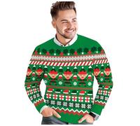 GUIRMA | Maglione di Natale Elfo Verde (48-50/M) - Pullover Festivo per Uomo Adulto - Ideale per Feste di Natale e Capodanno - Costume da Elfo per Celebrazioni e Eventi - Verde