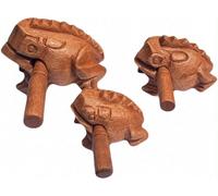 Guiros Percussion Instruments, rana in legno, strumento musicale in legno, set da 3 pezzi di rana da 10 cm, rana da 7,6 cm e rana da 5,7 a 7,9 cm, decorazione per la casa (marrone)