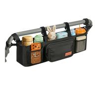 Guiseapue Organizer doppio per passeggino con 2 portabicchieri isolati, console genitore doppio per passeggino da jogging, accessori per passeggino adatto per passeggino Baby Jogger City Mini GT2 e