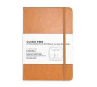 Guissi Quaderno classico a griglia punteggiata con copertina rigida A5 80 g/m² con tasca interna in pelle, materiale scolastico per ufficio, 144 pagine