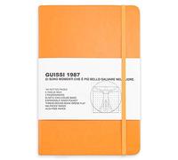 Guissi Quaderno con copertina rigida a pois in formato A5, 100 g/m², carta spessa senza acidi, con tasca interna fine, in ecopelle, materiale scolastico, 144 pagine, progettato a Firenze