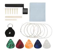 Guitar Accessories Kit, Acoustic Guitar Starter Set with Celluloid Picks Cattle Bone Nut Bridge Pins String Winder Cleaning Cloth for Electric Acoustic Ukulele Mandolin