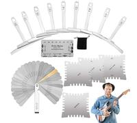 Guitar Action Indicatore, Guitar Radius Gauge - Acciaio inossidabile Corde -Azione Righello Feeler Misuratori | Strumenti di misura Metallo Luthier Set per Bridge Noce Sella -Groove