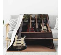 Guitar Bass Music Instruments Coperta da Viaggio Multiuso Coperta Peluche Blanket per Uomini Poltrona Letto 100x125cm