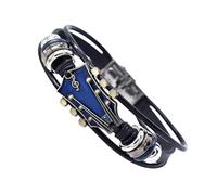 Guitar Bracelet - Rock Style Adjustable Cuff Bracelet | Music Theme Jewelry, Hand-Woven Multilayer Wristbands | For Men, Him, Gift, Concert, Musician, Rocker, Fan, Unisex Punk Style Accessory