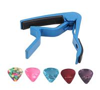 Guitar Capo with 5 Picks | Strong Spring for Clear Intonation & Scratch Defying | High Hardness Alloy Capo for Acoustic/Electric Guitars (Blu)