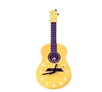 Guitar Clock, Wall Clock, Music Instrument, Silent Working Sturdy Material Handcrafted Design Stylish Finish Lightweight Premium Quality Wood for Home, 13.78x5.91 Inches, Yellow