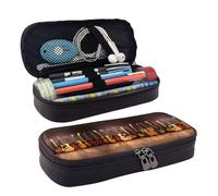 Guitar Collection - Astuccio in pelle con chiusura a cerniera, multiuso, per scuola, ufficio, viaggi e cosmetici, Nero , Taglia unica, Organizer per borse