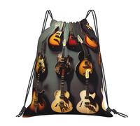Guitar Collection Print Borsa con Cordoncino Zainetti Stringa Pieghevole Sacca con Cordoncino per Donna Viaggi Escursionismo 36X42Cm