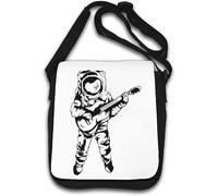 Guitar Guy Astronauta Stencil Art Borsa a tracolla bianca, bianco, Taglia unica