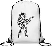 Guitar Guy Astronauta Stencil Art Gym Sack Casual coulisse Bag Bianco, bianco, Taglia unica