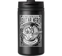 Guitar Hero Rythm Melody Ultimate Guitar Player Tazza da viaggio per bevande calde e fredde Tazza termica a doppia parete con coperchio a tenuta stagna nera