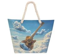 Guitar In The Sky Tote Bags per donne uomini borsa a tracolla borsa da spiaggia borsa shopping con manico Hemprope