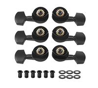 Guitar Locking Tuners 6 Pack | 1:18 Gear Ratio for Precise Tuning | Semi - Open Machine Heads for Electric/Acoustic Guitars | Black, 3 Left + 3 Right