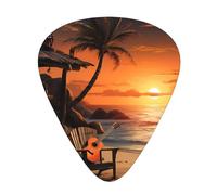 Guitar On The Beach - 12 plettri per chitarra, spessore 0,46 mm/0,71 mm/0,96 mm, con custodia per chitarra acustica-elettrica, ukulele, basso