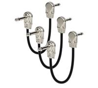 Guitar Patch Cables, Black Pedal Cable Effect Cable Cord, 1/4" Inch TS Right Angle Guitar Patch Cabless, 6 Inch Chitars Pedal Cavi per Pedalboard Effects,3 x Right Angle Stereo Cord For Stage And Stu