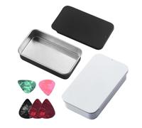 Guitar Pick Box | 2-Piece Metal Storage Cases With Plectrums Acoustic