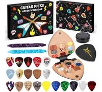 Guitar Picks Advent Calendar 2025, 24-Day Christmas Countdown, With 20 Guitar Picks 2 Oud Pick Pick Holder, Holiday Gifts for Bass, Guitars, Ukulele Players and Loves Music (Black)