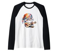 Guitar Playing Hippie GNOME for Women And Mom Peace Sign Maglia con Maniche Raglan